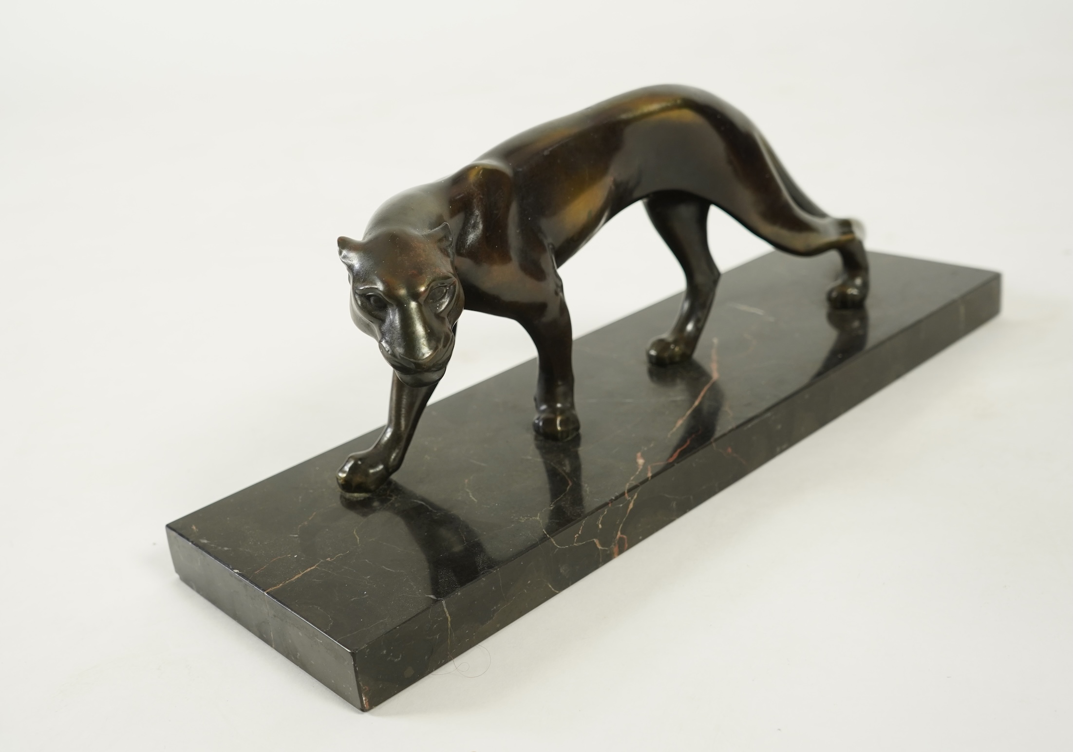 Attributed to Marti Font (French, 20th century), an Art Deco bronze of a stylised panther